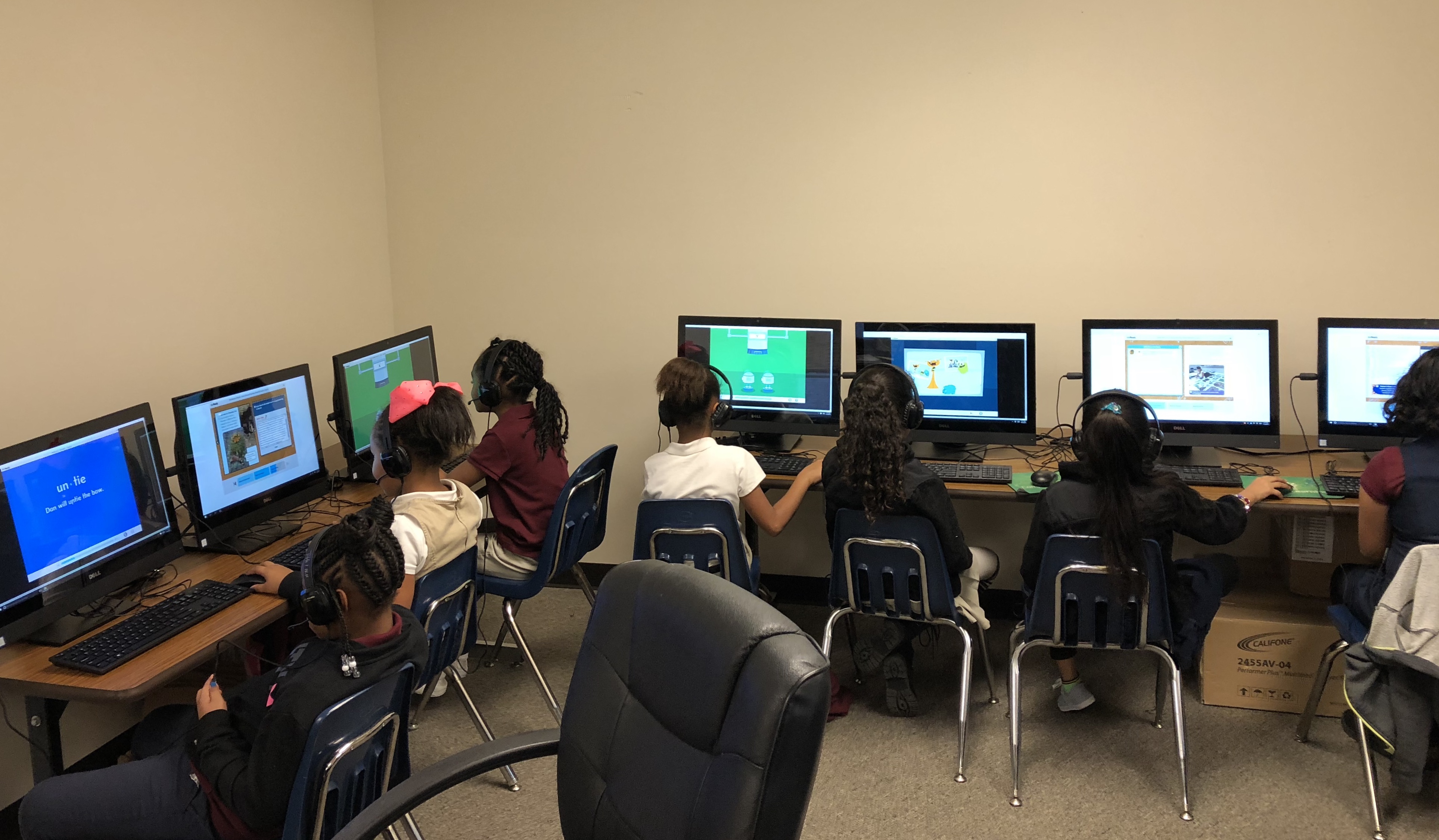 Students work in computer class at Andrew Jackson
